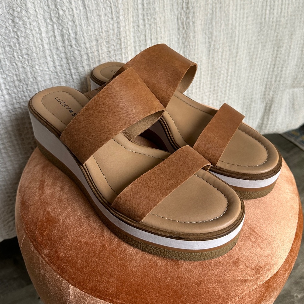 Lucky Brand Brown Leather Platform Sandals